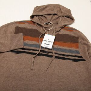 SmartWool Sweater Mens Medium Brown Hooded Striped Sparwood Hoodie Flint Heather